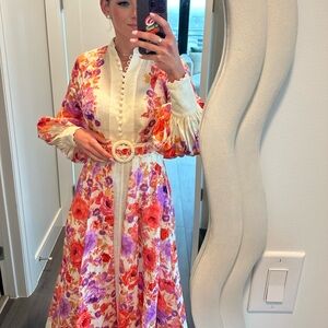 Zimmermann Floral Dress in Pink and Red
